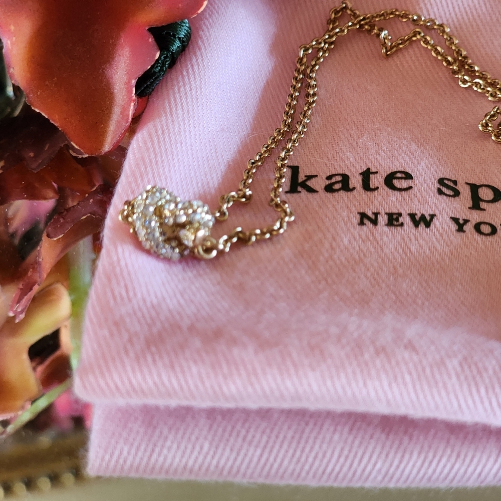 KATE SPADE Sailor's Knot Pave Pendant Gold-Tone Necklace - Picture 10 of 14